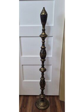 Ornate Metal Decorative Candle Stand Vintage Detail Tall Accent Piece